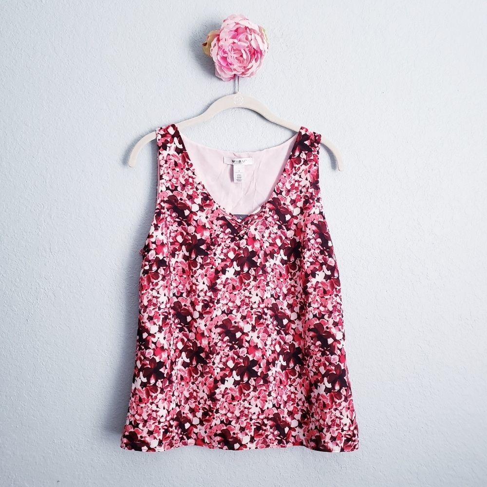 White House Black Market Printed Crisscross Double-Layer Shell
